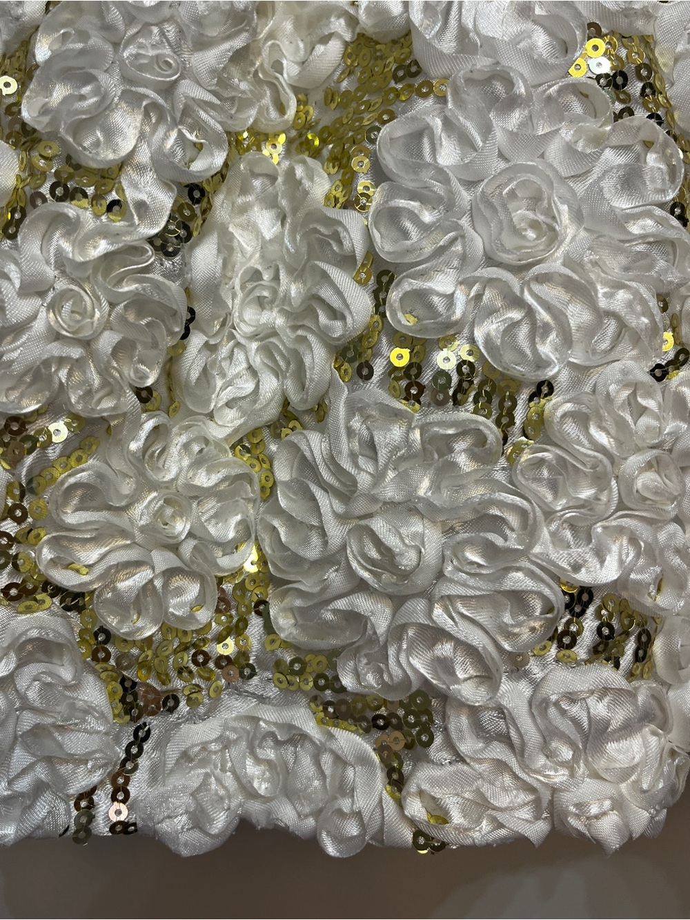 White & Gold Floral Rosette Party Toddler Dress size 24 months / 2T - Picture 4 of 12